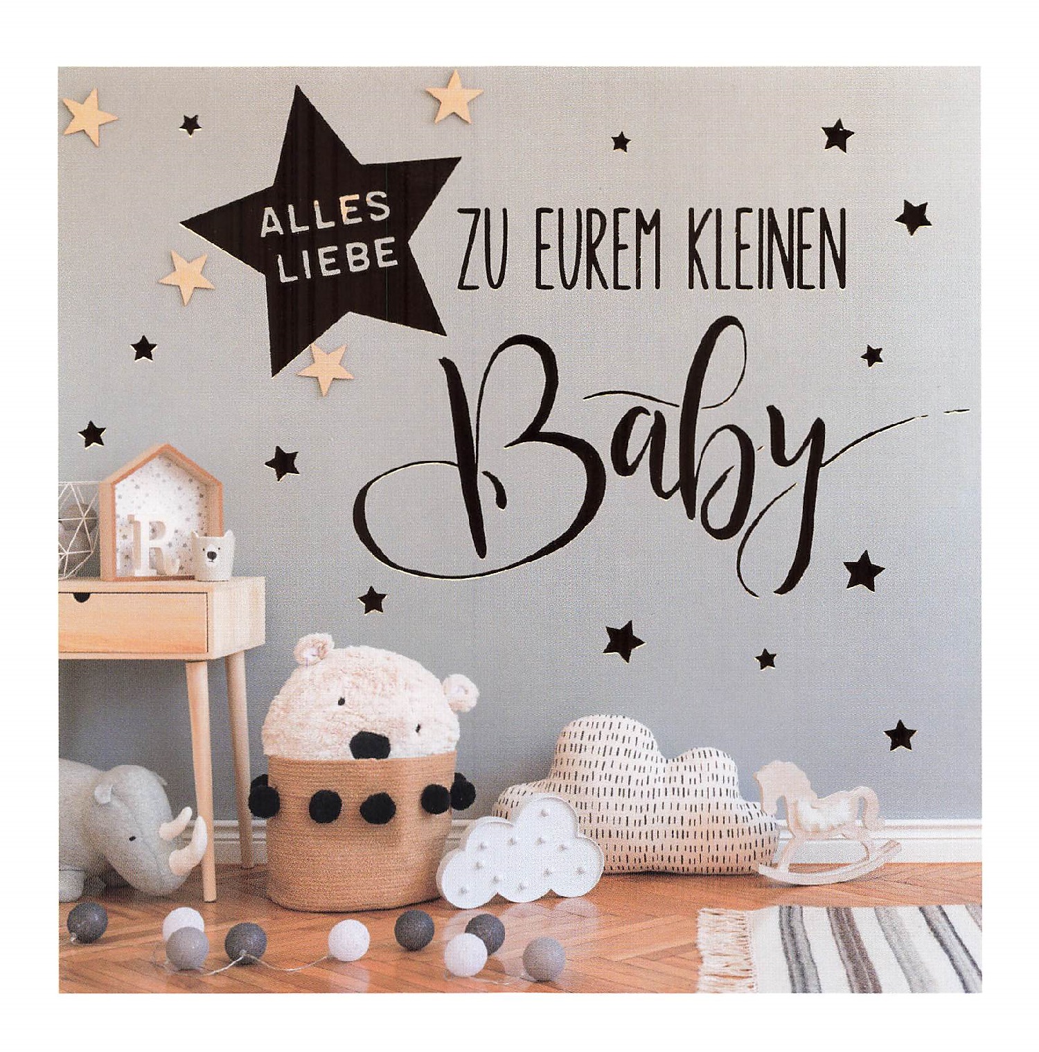 Glückwunschpostkarte Babyzimmer