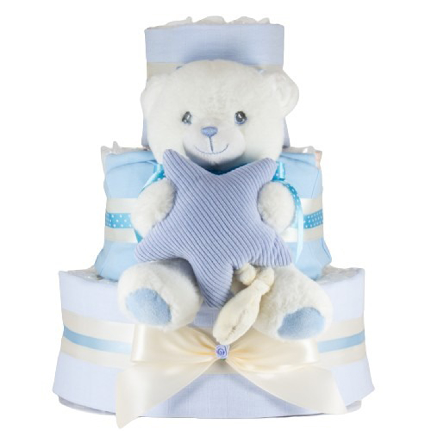 Windeltorte Bär mit Stern blau